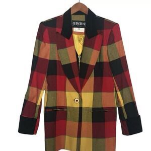 Vintage Criscione x Cache Jacket Blazer Size Small Rayon Plaid Clueless 80s Rare